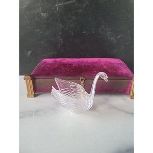 Vintage 60's Collectible Clear Plastic Swan Decorative Figurine Trinket Holder